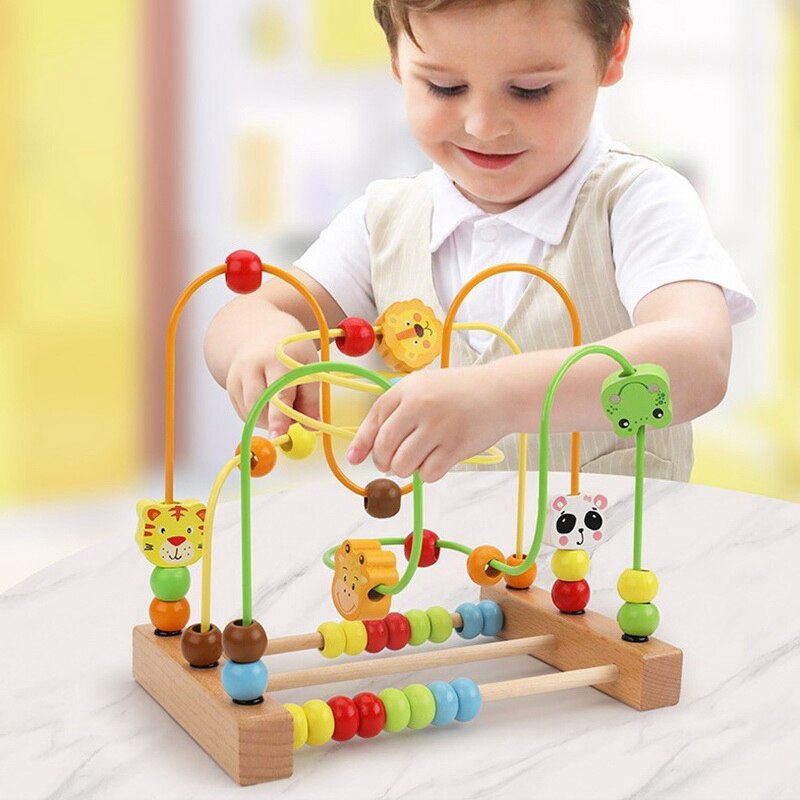 Labyrinthe en bois cercles autour des perles boulier maths Puzzle jouets pour les enfants