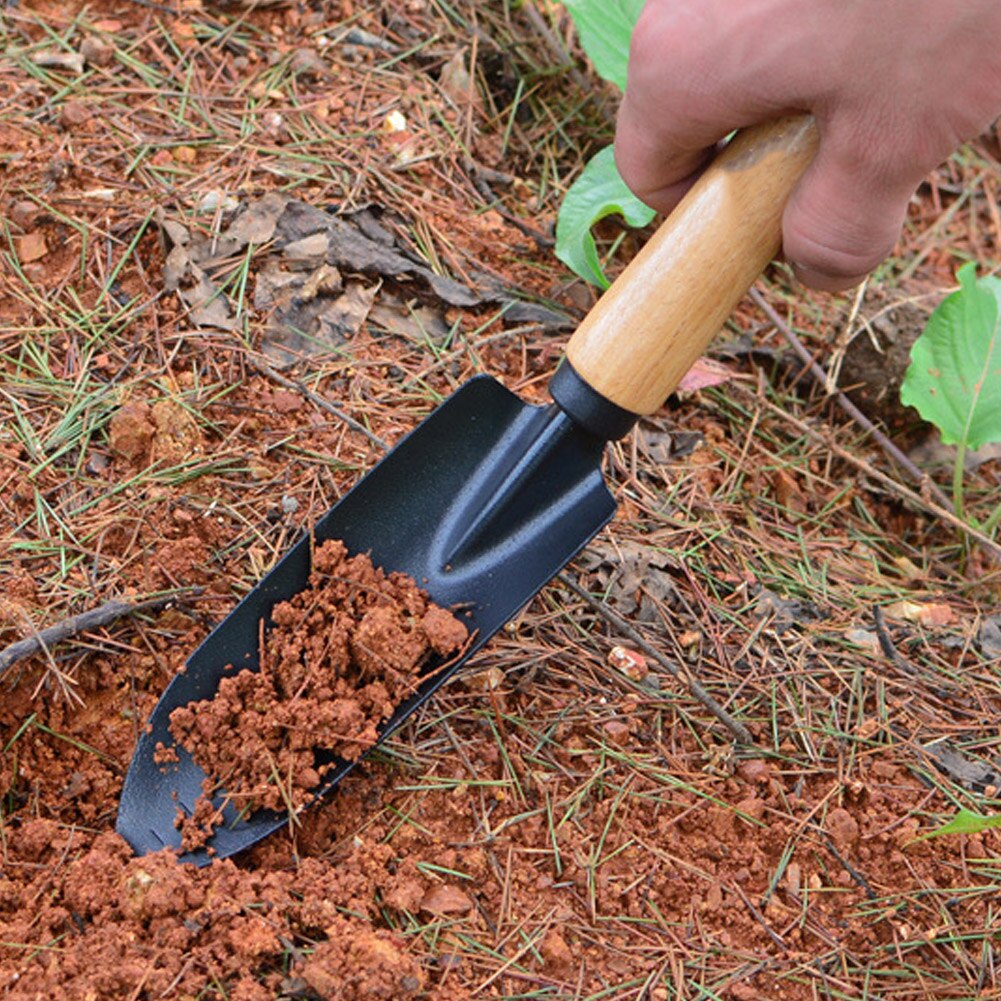 Mini Shovel Garden Hand Tool Plant Gardening Shovel Spade With Wood Handle Metal Head For Flowers Potted Plants