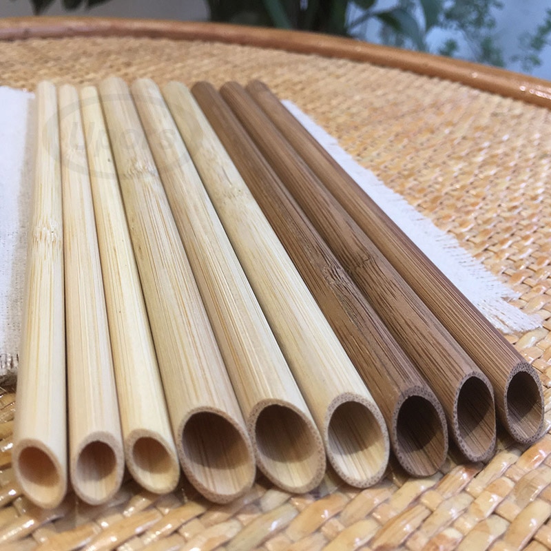 UPORS 50 Stuks Natuurlijke Bamboe Stro 20 cm Ecologische Biologische Herbruikbare Rietjes Bamboe Rietjes voor Bar Party