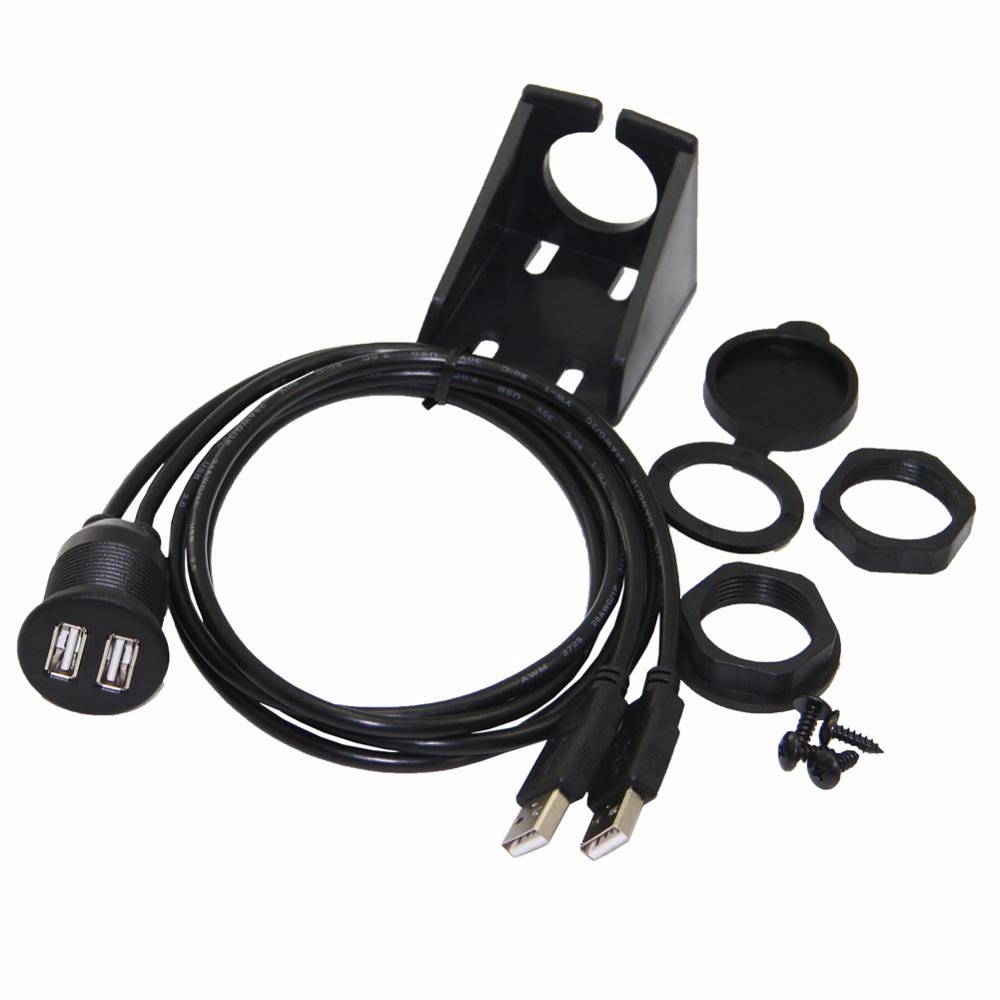 Bochara Dual Usb 2.0 Male Naar Usb 2.0 Verlengkabel Met Inbouw Panel Voor Auto Truck Boot Motorfiets