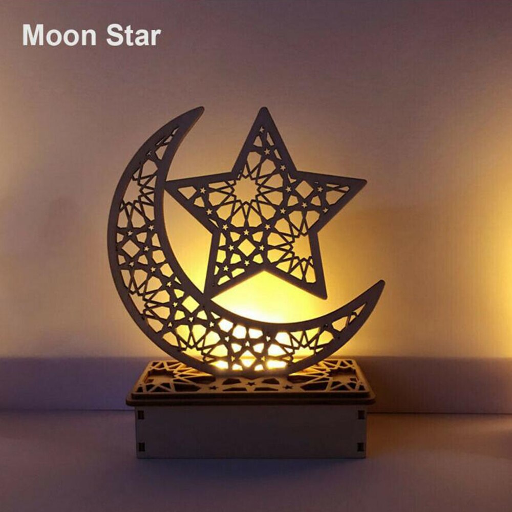 Led Houten Eid Mubarak Plaque Moon Star Ramadan Ornament Moslim Decor Hanger: 2