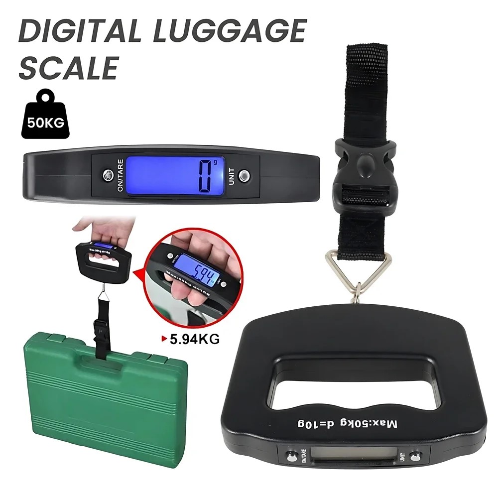 Draagbare Schaal Digitale LCD Display 110lb/50kg Elektronische Bagage Ophanghaak Koffer Reisbagage Tas Gewicht Balans Gereedschap