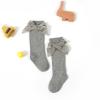 Calcetines con lazo a la para niñas, cómodos y elegantes, hasta la rodilla: Gris / 5-7 years
