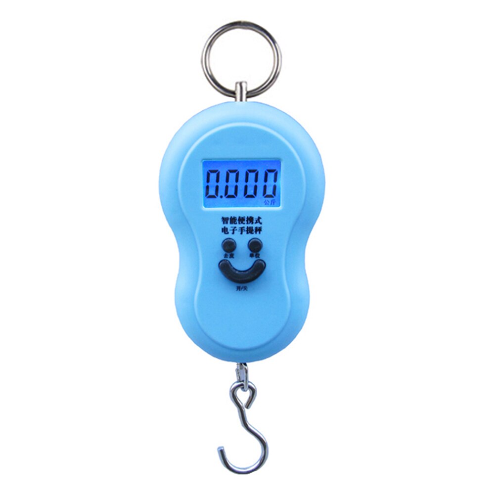 Mini báscula Digital de 50Kg para equipaje de pesca, peso de viaje, gancho colgante electrónico de cocina, báscula colgante de KG/LBS/JIN/OZ: Azul