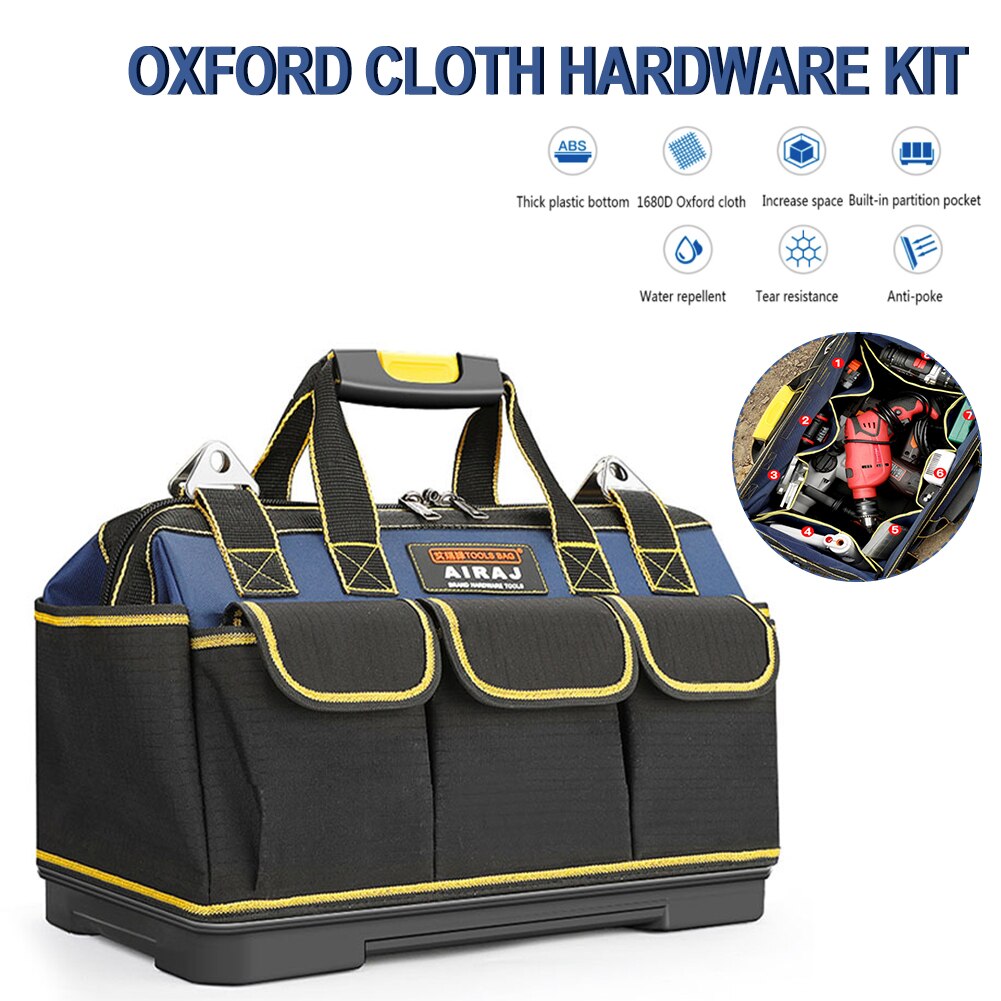 Multi-Funktion Werkzeug Tasche 1680D für Oxford Tuch Elektriker Tasche Breiten Mund Werkzeug Tasche Wasserdichte Lagerung Tasche für Schraubendreher näGel