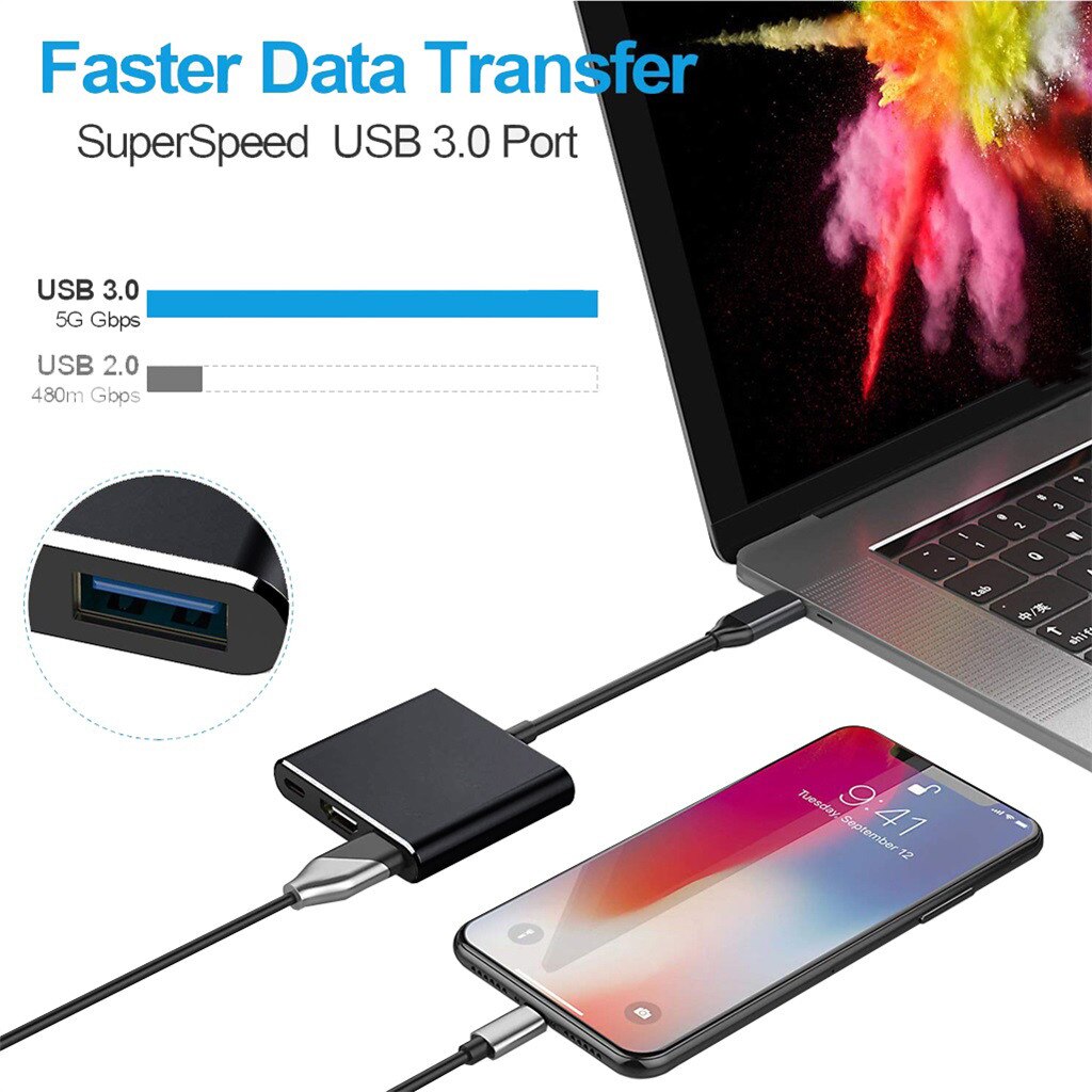 Type-C Naar Hdmi Compatibel Usb 3.1 Type C Naar Grijs USB-C 4K Hdmi-Compatibel Usb 3.0 Hub Adapter Kabel Voor Iphone Voor Ipad