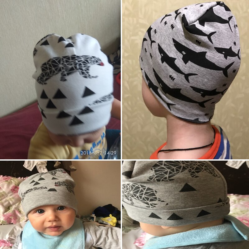 Gorros de lana de punto de algodón con doble Impresión de animales de dibujos animados de para niños y niñas gorros de invierno de primavera y otoño