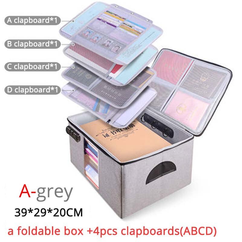 Files Bag Briefcase Document Certificates Organizer Multilayer Large Capacity Travel Document Storage Bag Box Home Office Use: A-grey