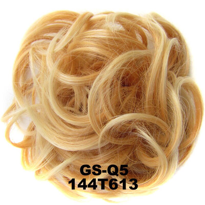 Jeedou Synthetic Messy Hair Bun Chignon Donut Pad Elastic Hair Rope Rubber Band Hairpiece