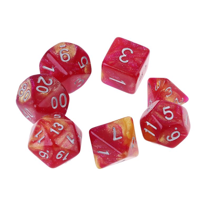 7 unids/set Dichromatic D4 D6 D8 D10 D12 D20 poliédrico dados los números de de escritorio: Type 2