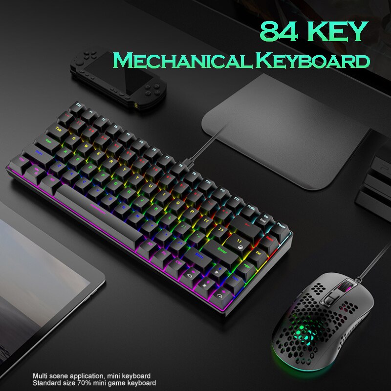 Wired RGB Backlit Gaming Keyboard and Mouse Mechanical Mini Keyboards Ergonomic 6400DPI Mouse for Lenovo/XiaoMi PC Computer