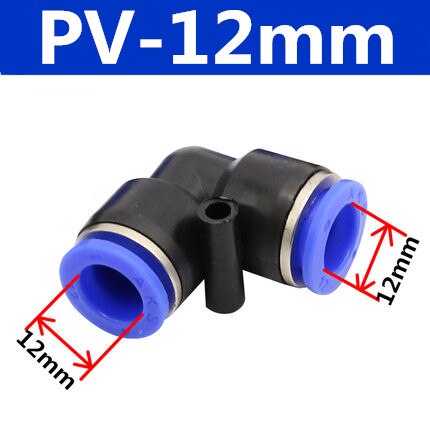 Codo neumático de plástico de ajuste rápido, piezas de aire, tubo de empuje en agua, conector rápido, bloqueo de deslizamiento de 2 vías, PV, 4mm, 6mm, 8mm, 10mm: PV-12mm