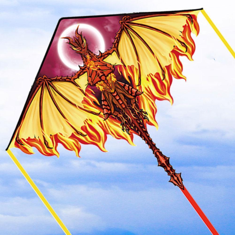 Outdoor toy for children, ice & fire dragon kite with ripstop string, albatross kite, large animal shape, flying  g1s 1