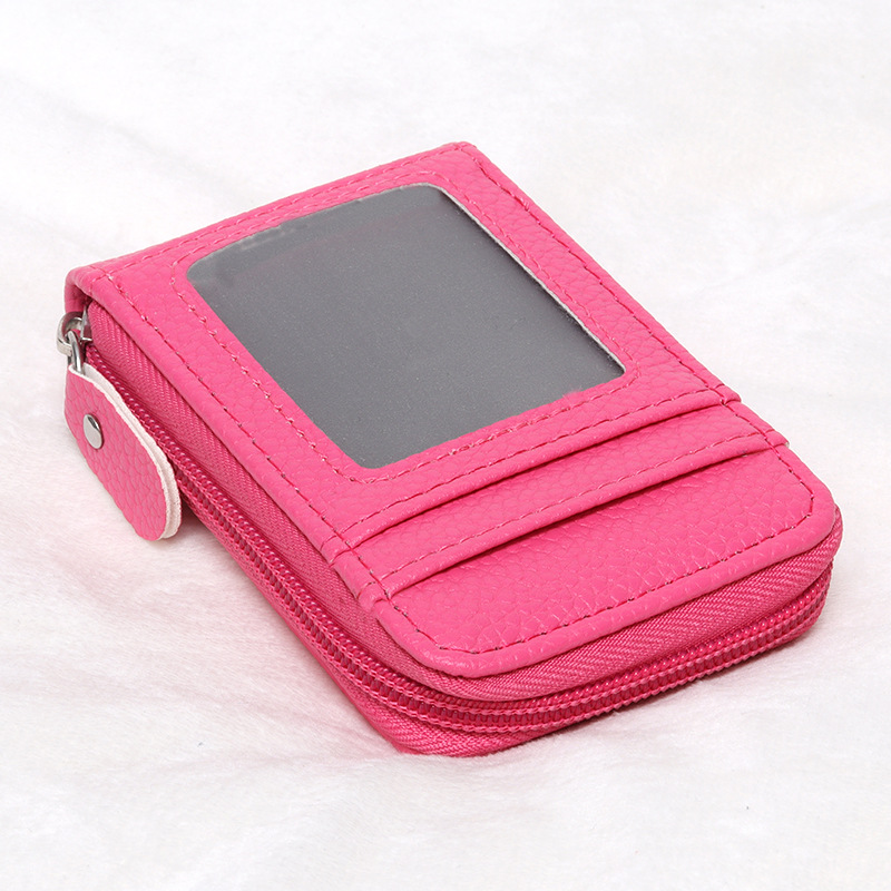 Orgelkaarttas Koreaanse editie Draagbare dames korte bankkaarthoes Visitekaartclip Rits Verticale handtas