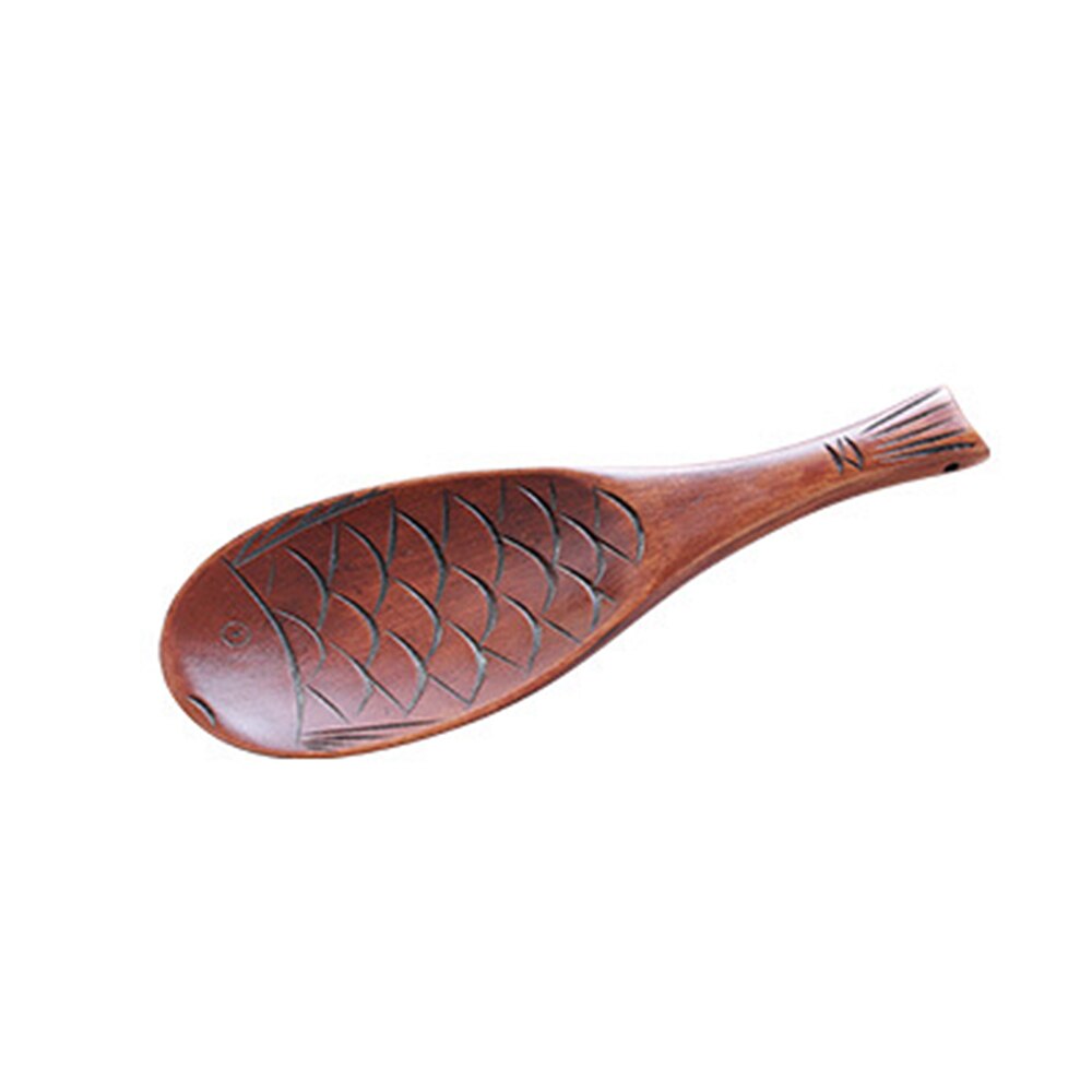Pala de madera creativa forma de pescado cuchara de arroz utensilios de cocina para sopa de arroz antiadherente cuchara de cocina estilo japonés: 01