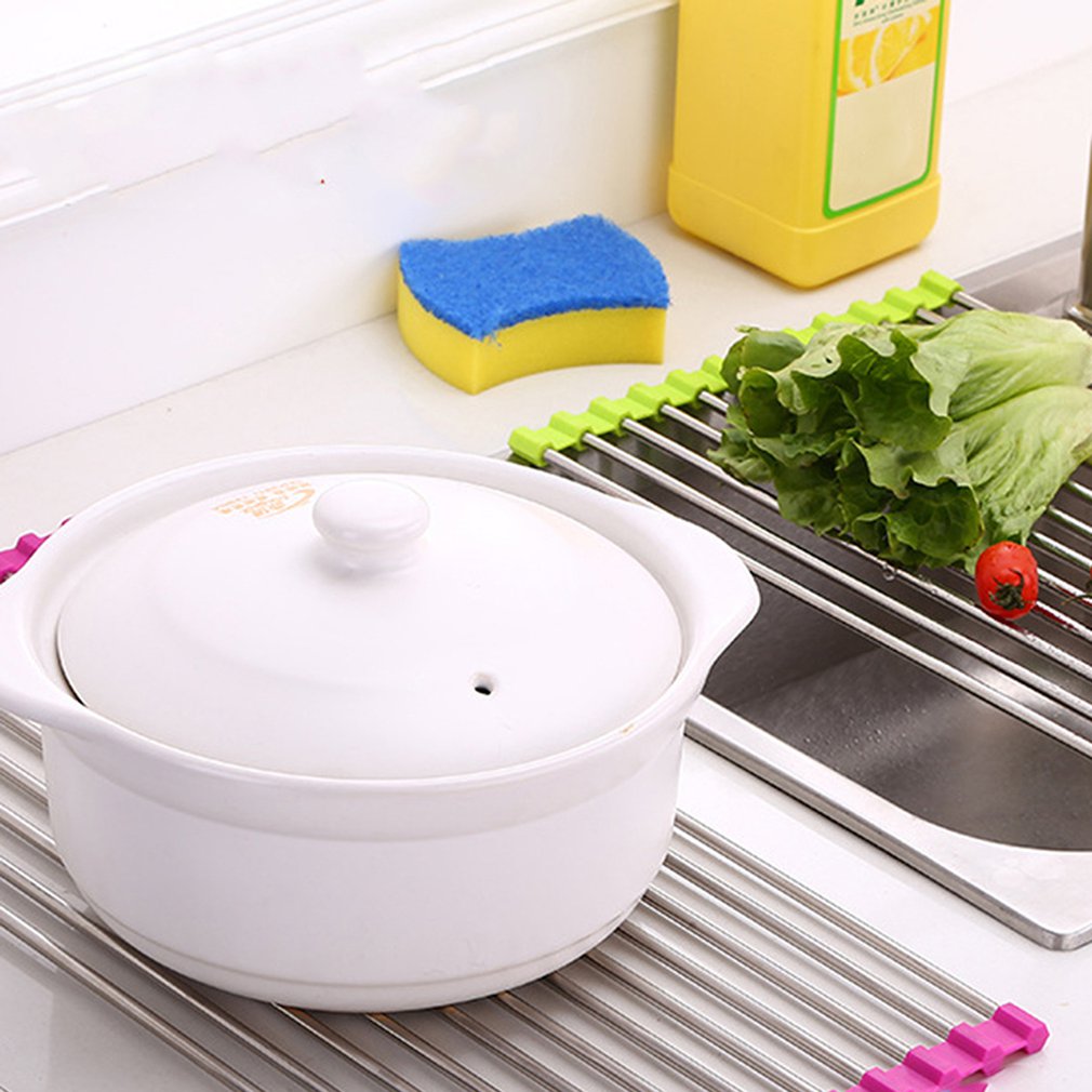 PVC Stainless Steel Vegetable Fruit Drainage Frame Kitchen Sink Shelf Large Multifunctional Kitchen Tools