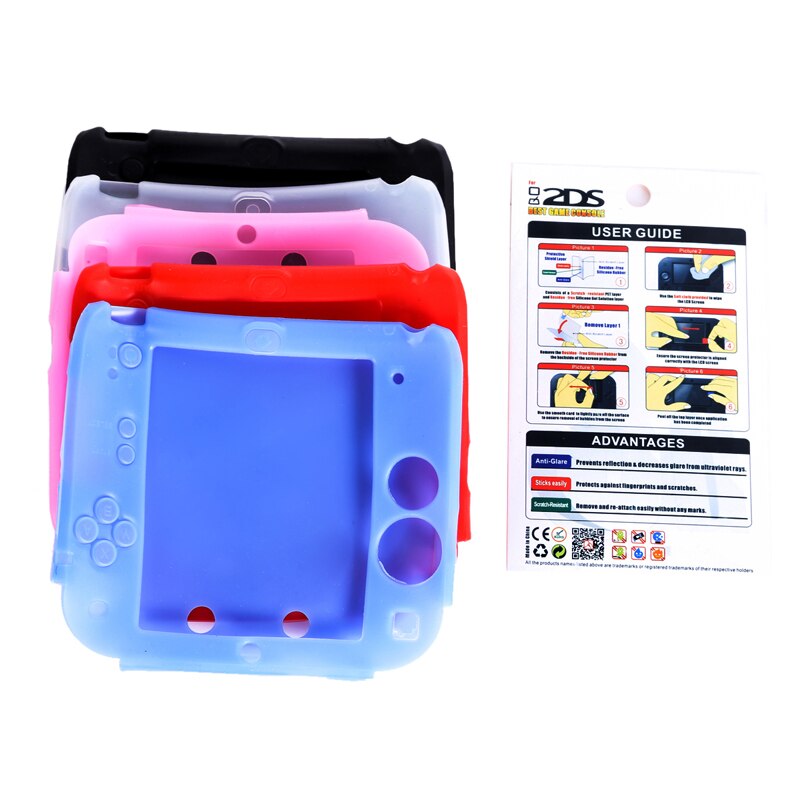 Schutzhülle Silikon Gummi + Reinigungstuch für Nintendo 2DS - Weich
