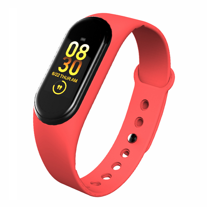 M4 couleur écran intelligent Bracelet Sport Fitness Bracelet pression artérielle oxygène activité Tracker pour hommes femmes regarder: M4 smart watch Red
