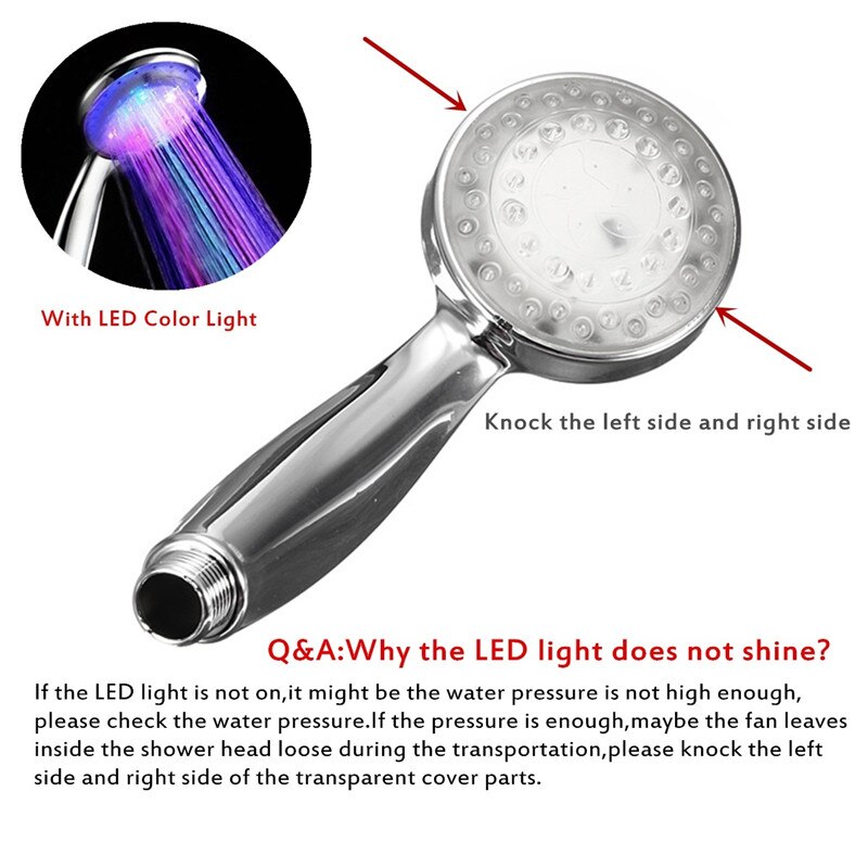 1Pc 7 Color Changing LED Handheld Shower Head Temperature Control Automatic Waterfall Showerhead Bathroom Sprinkler