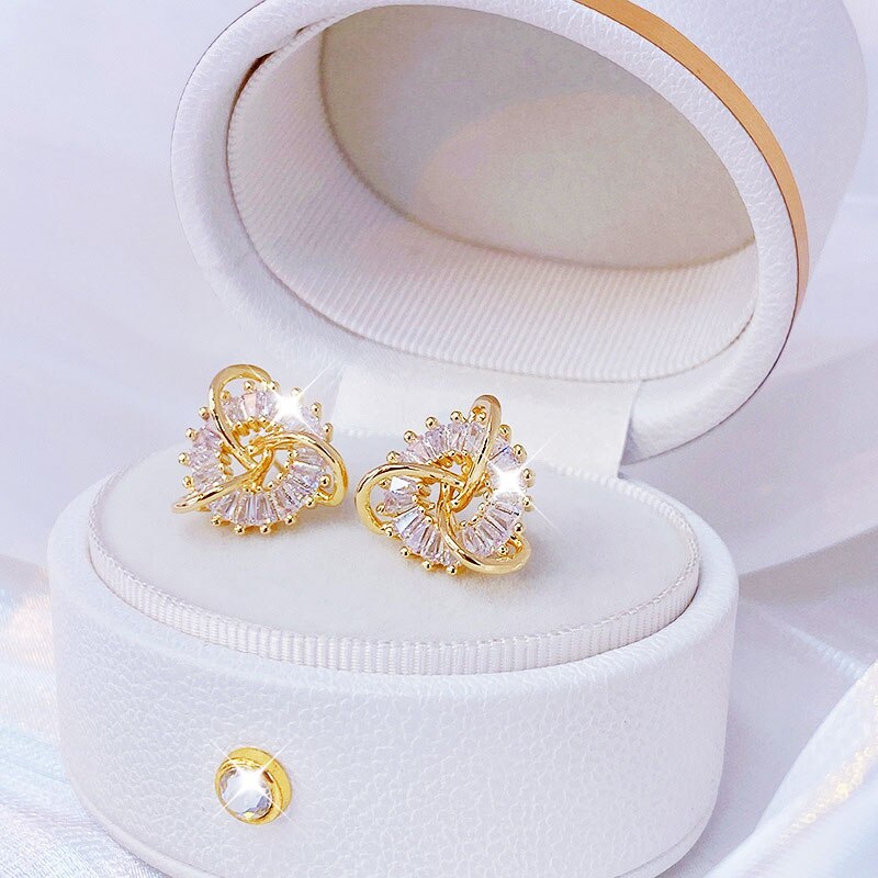 14k real ouro moda oco para fora brincos de strass finos geometria cruz-ferida requintado bling aaa zircon acessórios jóias: Default Title