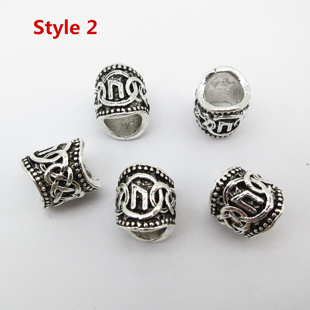 24Pcs/5Pcs Viking Rune Haar Vlecht Dread Dreadlock Baard Kralen Ringen Buizen Voor Mannen Vrouwen Haar Accessoires: 5pcs Style 2