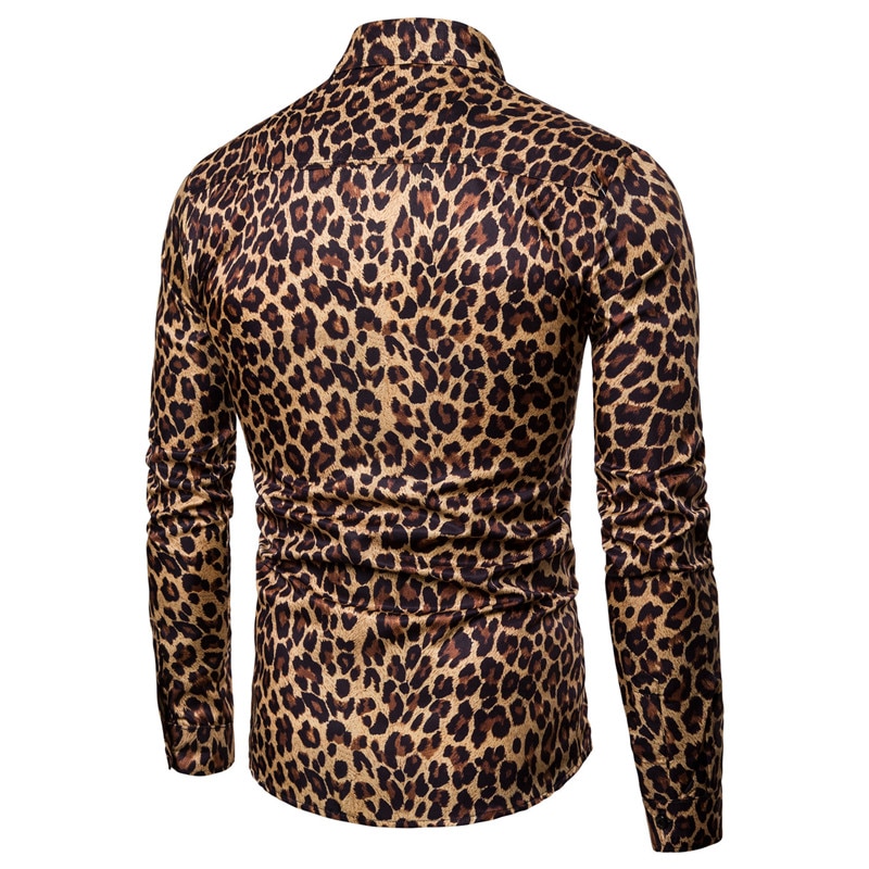 Chemise à manches longues pour Homme, tendance boîte de nuit à imprimé léopard, de , pour les fêtes, décontracté