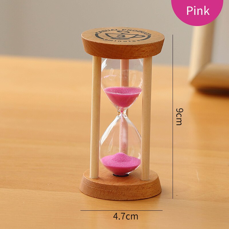 Home Decoratie Accessoires Zandloper 3 Minuten Zand Klok Horloge Glas Hout Mini 5 Minuut Douche Timer Trouwbedankjes SL-MZYX: pink1 / 5 min