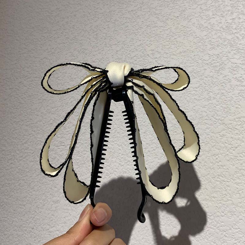 Band rosett bananklämma söt pärla hårnålar hårspänne kvinnor håraccessoarer enfärgad hår klo: 5