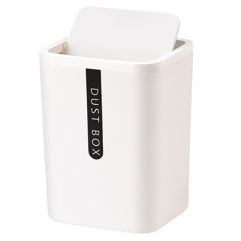 Desktop Trash Can Small Mini Garbage Plastic Dustbin with Shake Cover for Home Office Desk Car Bin: White