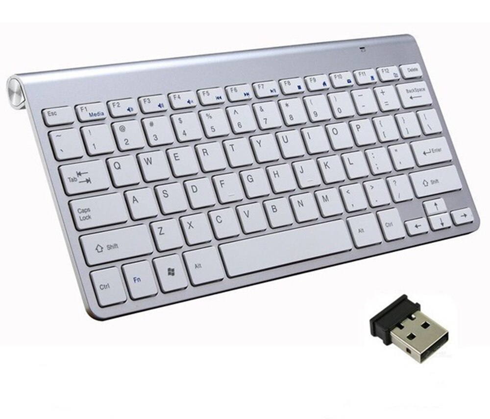 mini multimedia keyboard and mouse combination for laptop and tablet 2.4g wireless keyboard/bluetooth-compatible keyboard: Silver Keyboard