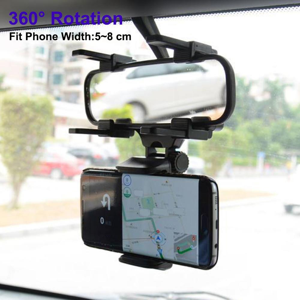 Auto Automobiel Telefoon Stand Bracket Houder Achteruitkijkspiegel Mount 360 Graden Rotatie Cradle Gps Navigatie Ondersteuning Smartphone