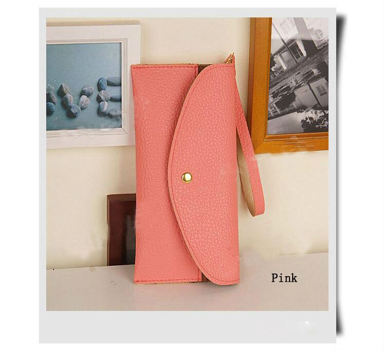 Dünne umschlag-geldbörsen für damen aus spaltleder im koreanischen stil, dünne umschlag-clutches für damen: Rosa