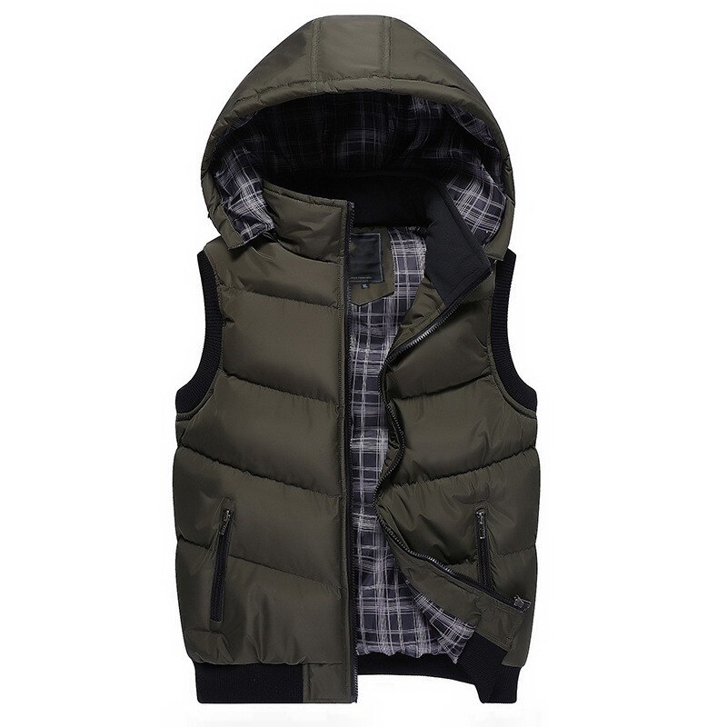 Chaqueta de invierno sin mangas para hombre, chaleco con capucha Casual, abrigo de prendas de vestir cálido para hombre, cazadora de gran tamaño 5XL para amantes de la cremallera