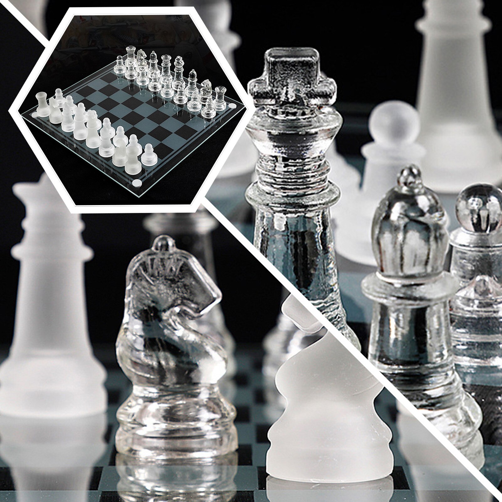 K9 Glass Chess Small Medium Large International Chess Board Chess Game International Chess Game Chess Set Thinking Toys