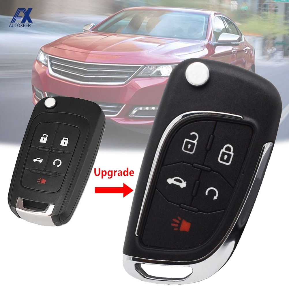 Plegable, abatible clave funda carcasa Fob 5 botones modificados Control remoto para Chevrolet Malibu Equinox Cruze Sonic Camaro