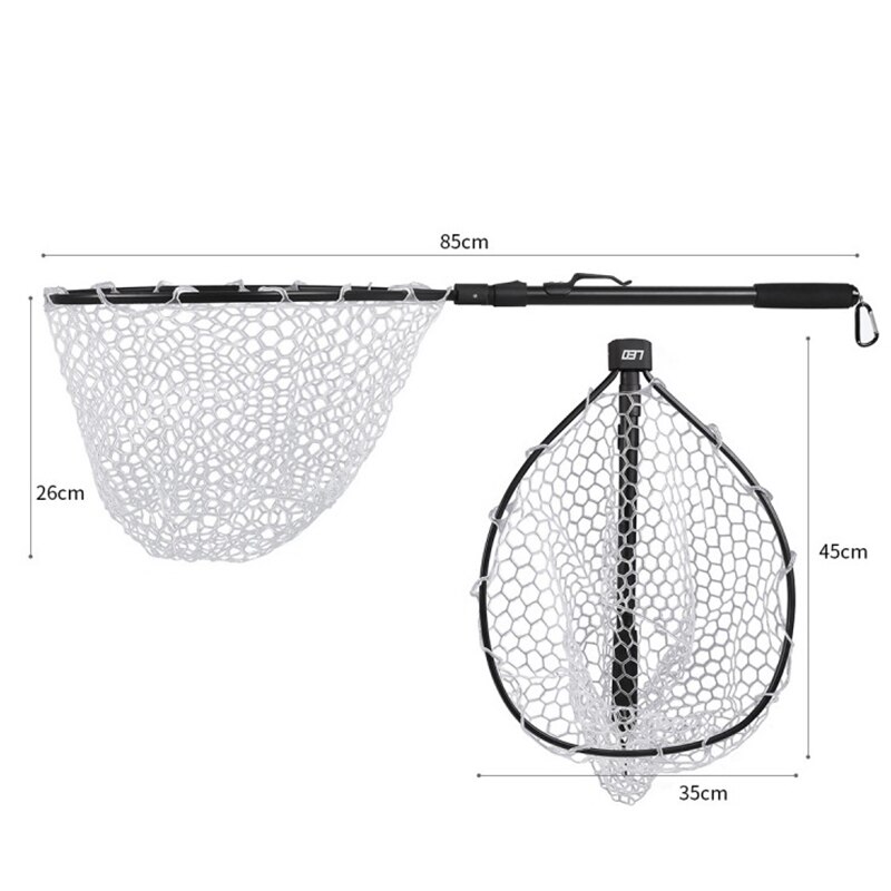 Leo Fly Fishing Net Fish Landing Net With Folding Aluminum Handle And Soft Rubber Mesh Perfect For Catch And Release