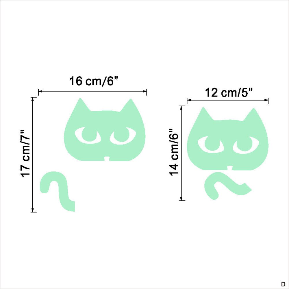 Cute Kitten Cat Luminous Noctilucent Glow Switch Wall Sticker Home Switch Stickers: E