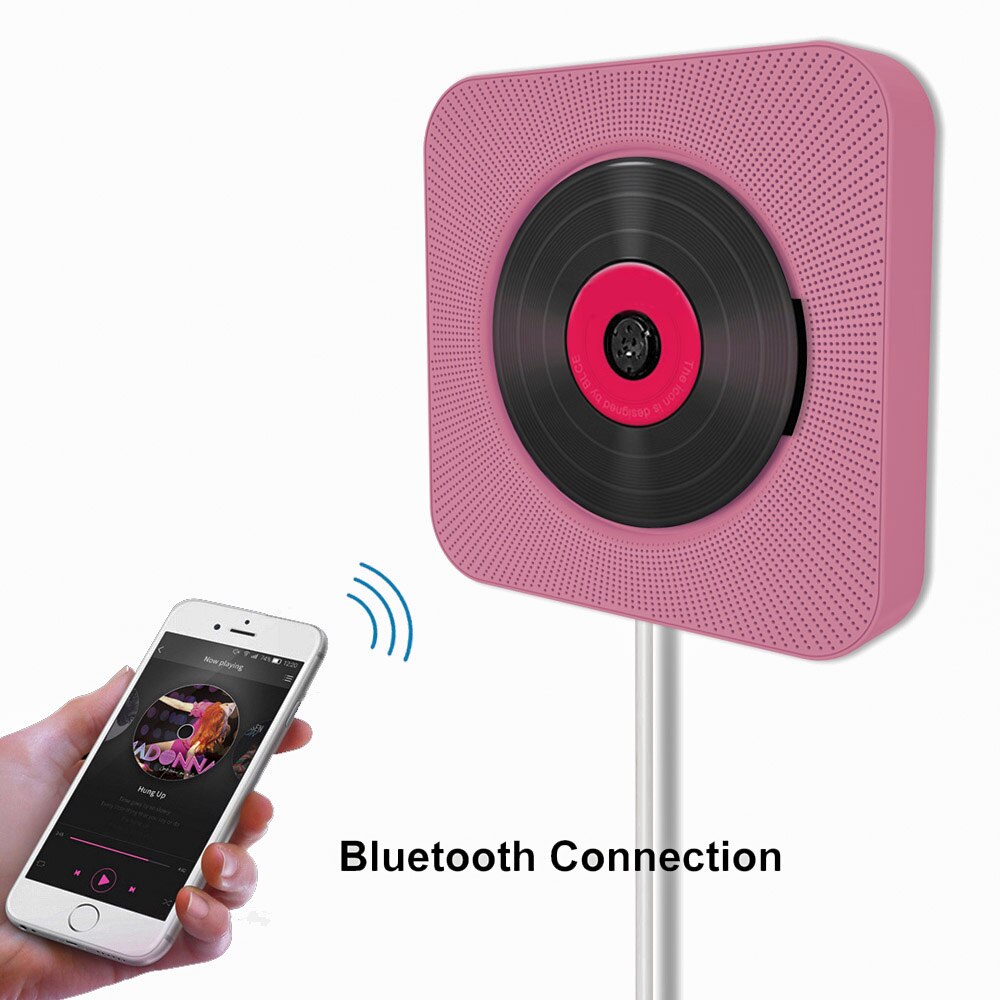 Vægmonteret bluetooth cd-afspiller, trækkontakt med fjernbetjent hifi-højttaler usb-drev afspiller hovedtelefonstik aux input/output
