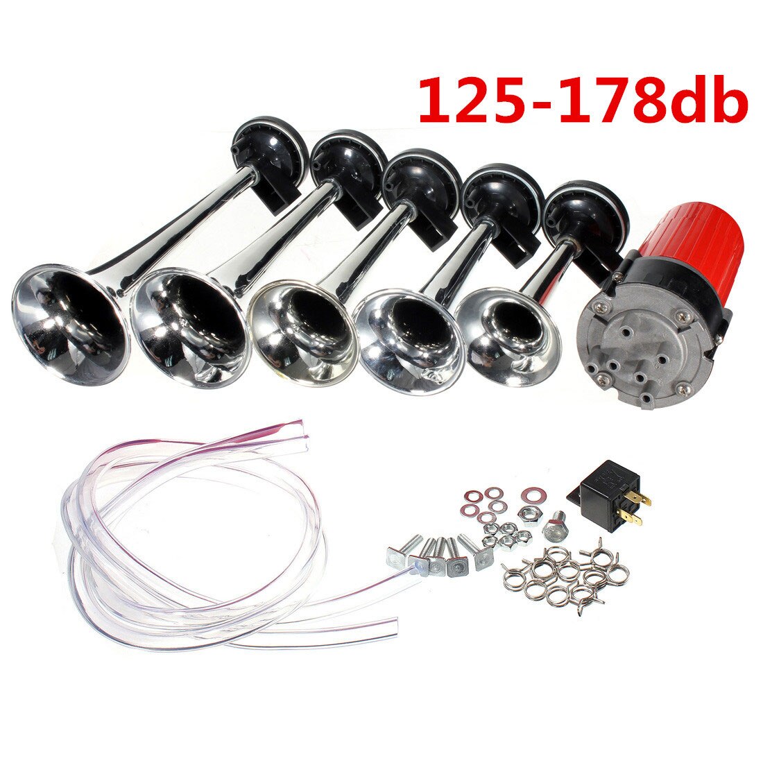 Trompeta Musical Dixie Dukes Of Hazzard, 12V, 125dB, 5, bocina de aire cromada electrónica, súper fuerte, para coche, camión, barco, compresor de aire
