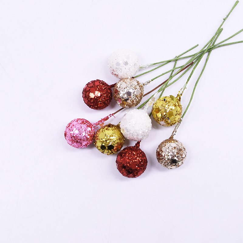 100 st konstgjorda glitter frukt ståndare körsbär små bär pärlor för bröllop gör själv blomkrans bröllopslåda dekoration