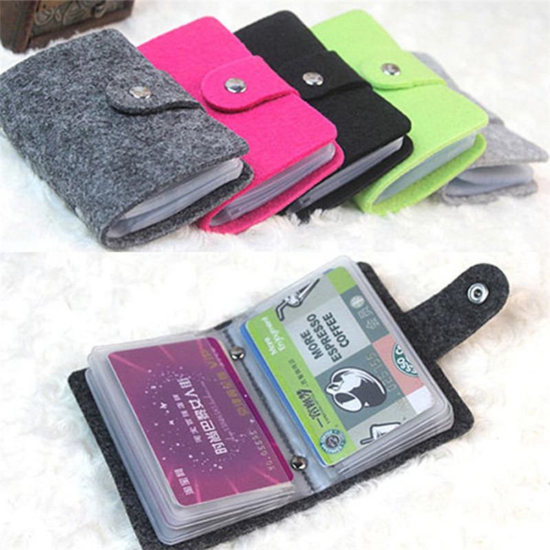 Vintage Vrouwen Mannen Id Credit Card Knop Case Wallet Organizer 24 Bits Visitekaartje Portemonnee