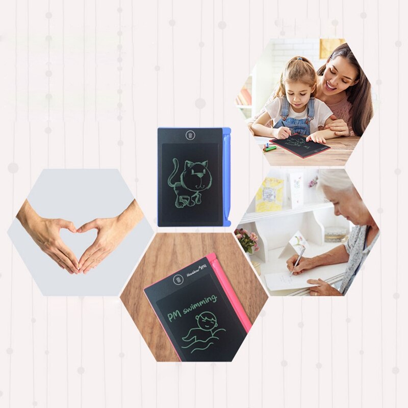 LCD Writing Tablet Paperless Memo Pad Writing Drawing Graphics Board 4.4 inch(blue)