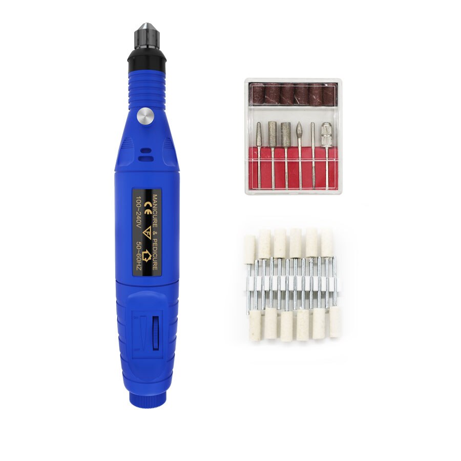 Cccist flere elektriske bore negle bits manicure og pedicure bore negle udstyr cutters til manicure maskine: Blå