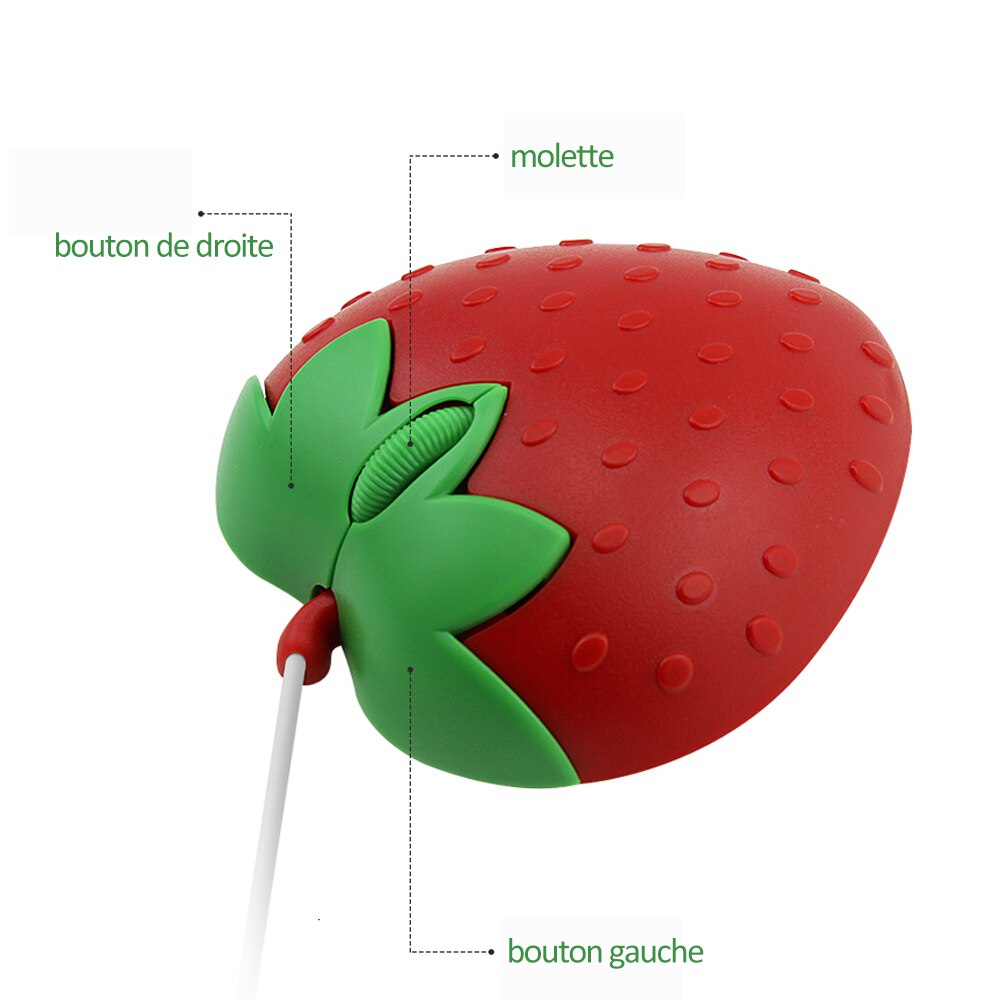 Wired Mouse Cartoon Mini Strawberry Cute Computer Mause 800 DPI USB Optical Portable Kid Mice For PC Laptop