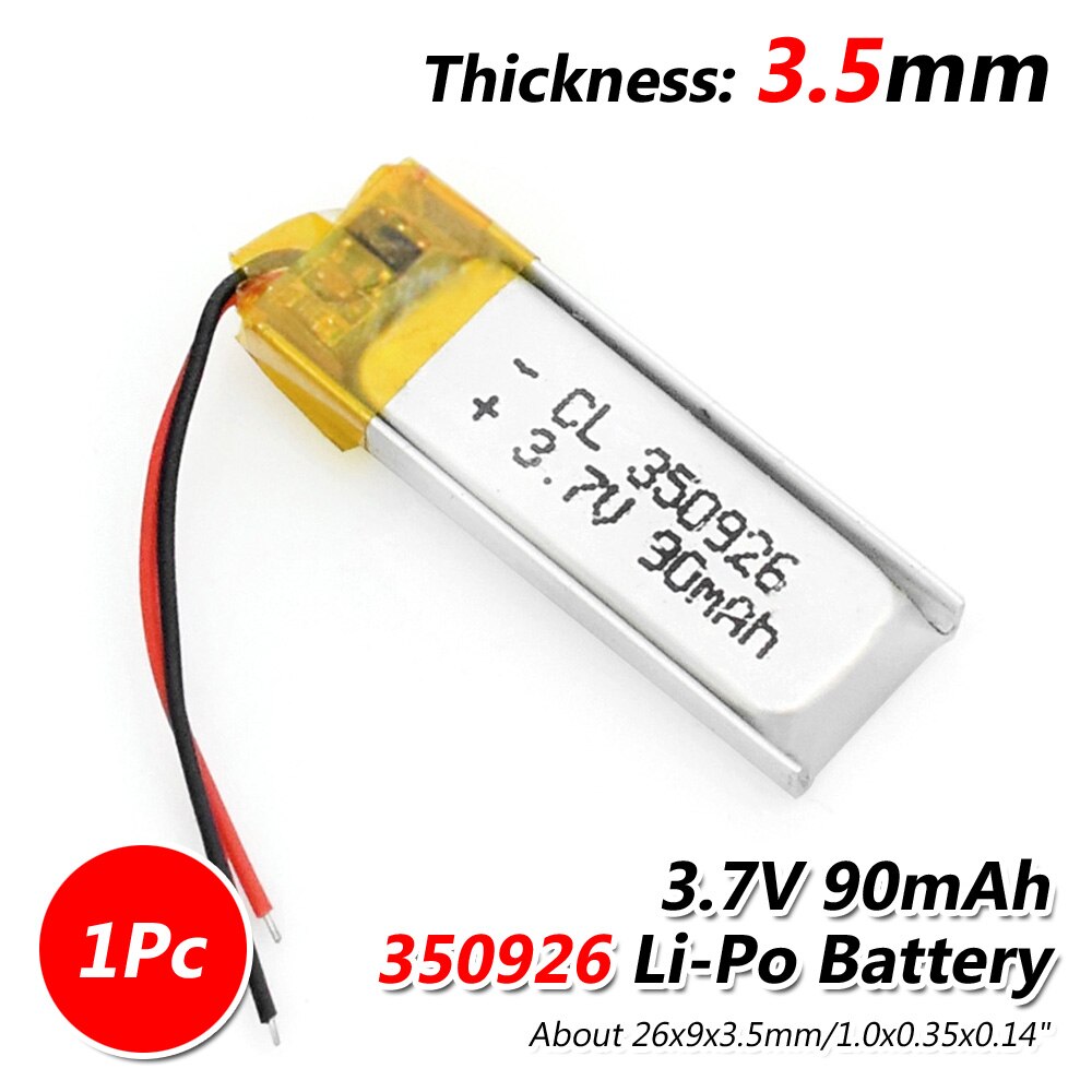 3,7 V 90mAh 350926 Lithium-Polymer Li-Po li ionen Akku Lipo zellen Für MP3 MP4 GPS bluetooth kopfhörer lautsprecher: Default Title