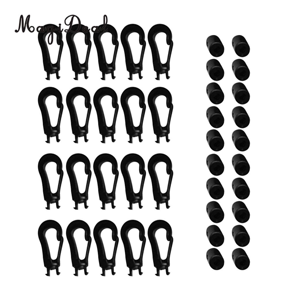 Magideal Sterk Duurzaam 20Pcs Plastic 5 Mm Shock Bungee Koord Karabiner Haak Elastische Koord Touw End Voor Kayak Kano rafting Acce