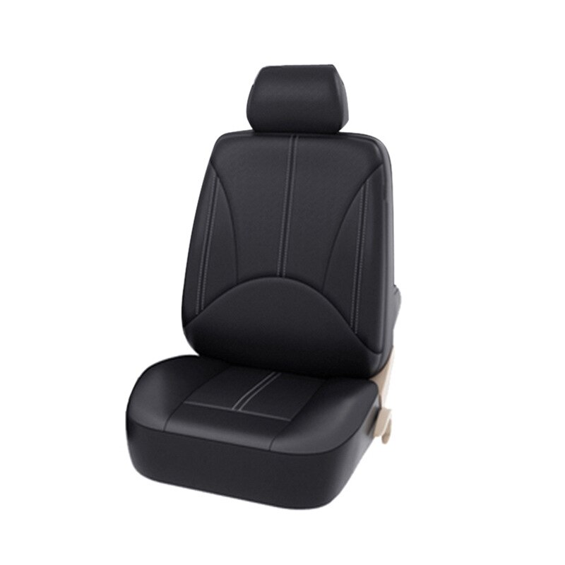 4 stk /9 stk universal auto sædebetræk til biler stol front bag nakkestøtte betræk 4 sæson bil pu læder sort brun: 1 sæde-sort
