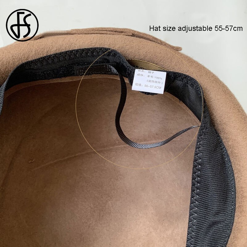 Fs Zwarte Baret Hoeden Voor Vrouwen Fedora Brede Rand Wolvilt Hoeden Cloche Hoed Voor Dames Hoed Vintage Kerk Ronde baretten Chapeau Femm
