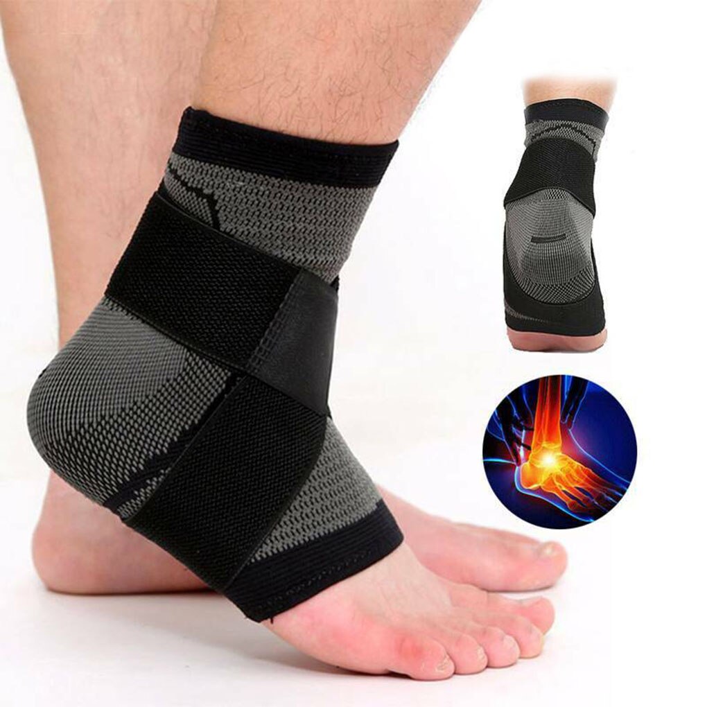 1PC Elastic 3D Pressurized Ankle Support Basketball Volleyball Sports Gym Badminton Ankle Brace Protector with Strap Belt