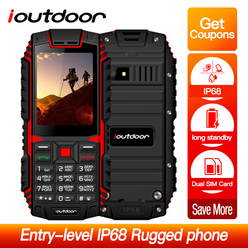 Ioutdoor T1 2G Funktion Handy IP68 Wasserdicht Stoßfest Telefon 2.4 ''32MB + 32MB 2MP Zurück kamera FM Telefon Celular 2100mAh